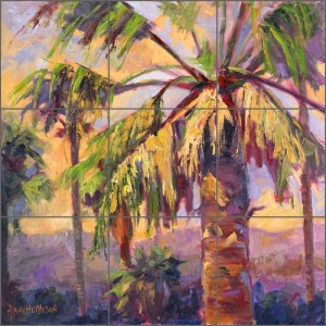 Ceramic Tile Mural Backsplash Oleson Tropical Palm Tree Landscape Art RW-NO011   361515460419